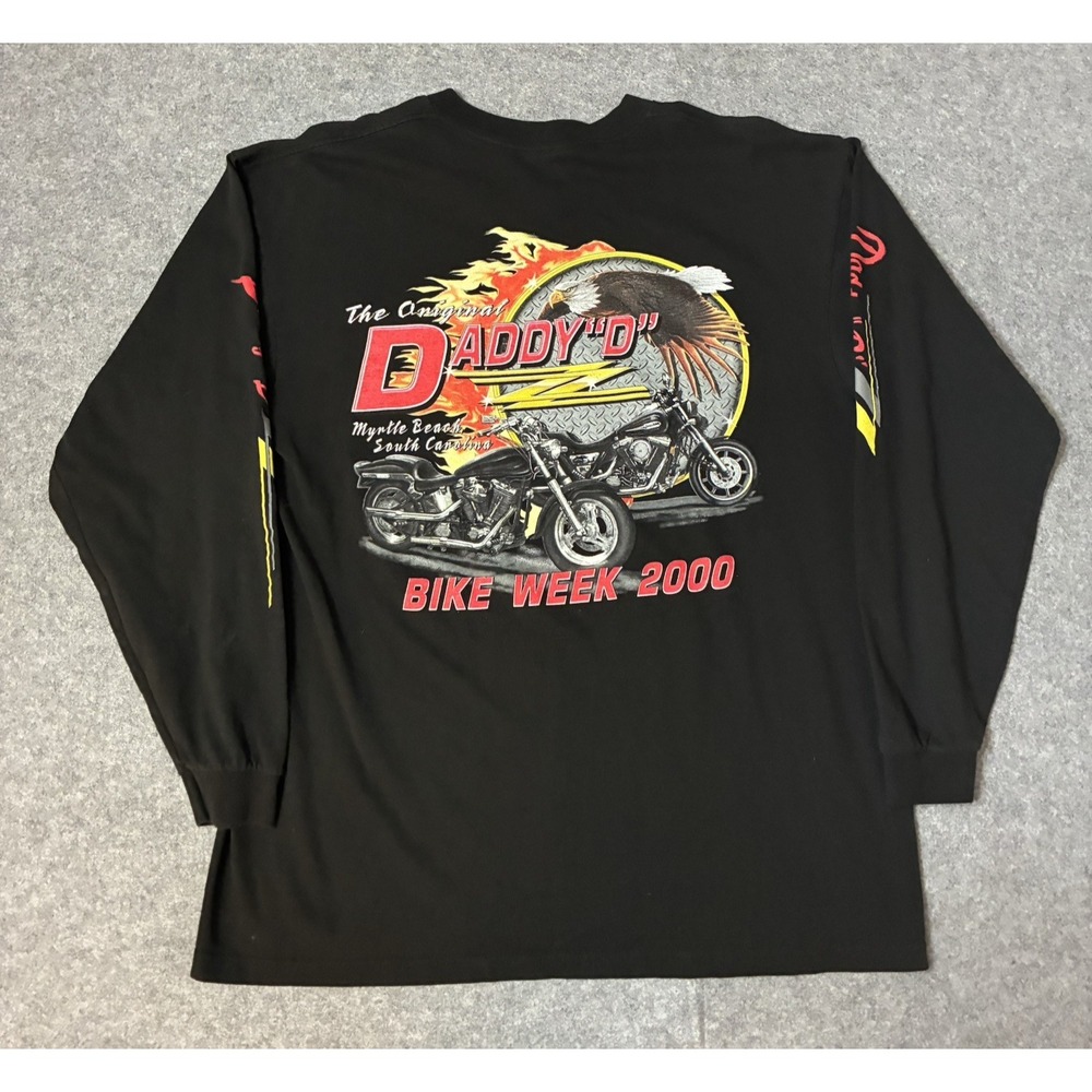 Vintage Bike Week Men XL Shirt Black 90s Sturgis Daytona Harley Davidson USA Y2K